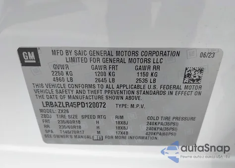 2023 Buick Envision Preferred Fwd из США, поврежденный, VIN LRBAZLR45PD120072